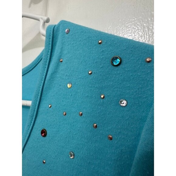 Quacker Factory by Jeanne Bice women’s size large blue t-shirt - Picture 4 of 9